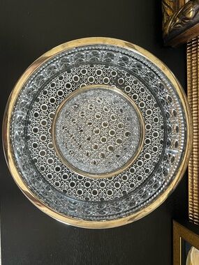 Vintage William Adams Lead Crystal Bowl Set with Silver Plated Rims